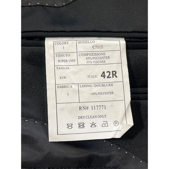 Cardi Super 150 Black Tuxedo Jacket 2-Button Notch C7112 Italy Mens 42R NEW - Picture 5 of 8